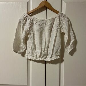 Aerie Cream Eyelet Blouse, XS